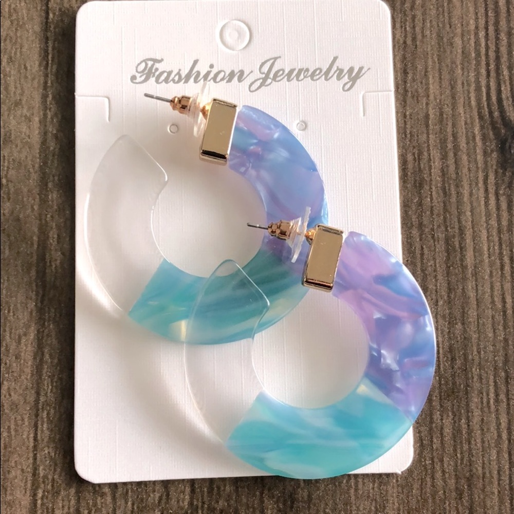 Blue hoop earrings